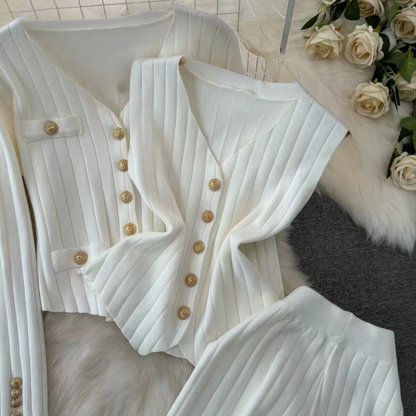 Ensemble Trois Pièces avec Haut, Pantalon Et Cardigan pour Femme | Idéal pour Le Quotidien Et Les Sorties Décontractées