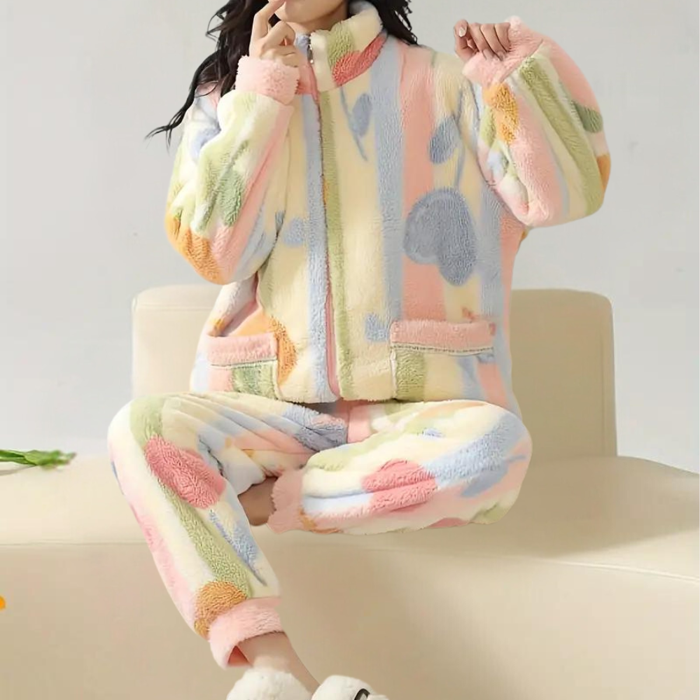 Ensemble De Pyjama 2 Pièces À Motifs Multicolores pour Femme | Idéal pour Les Soirées À La Maison