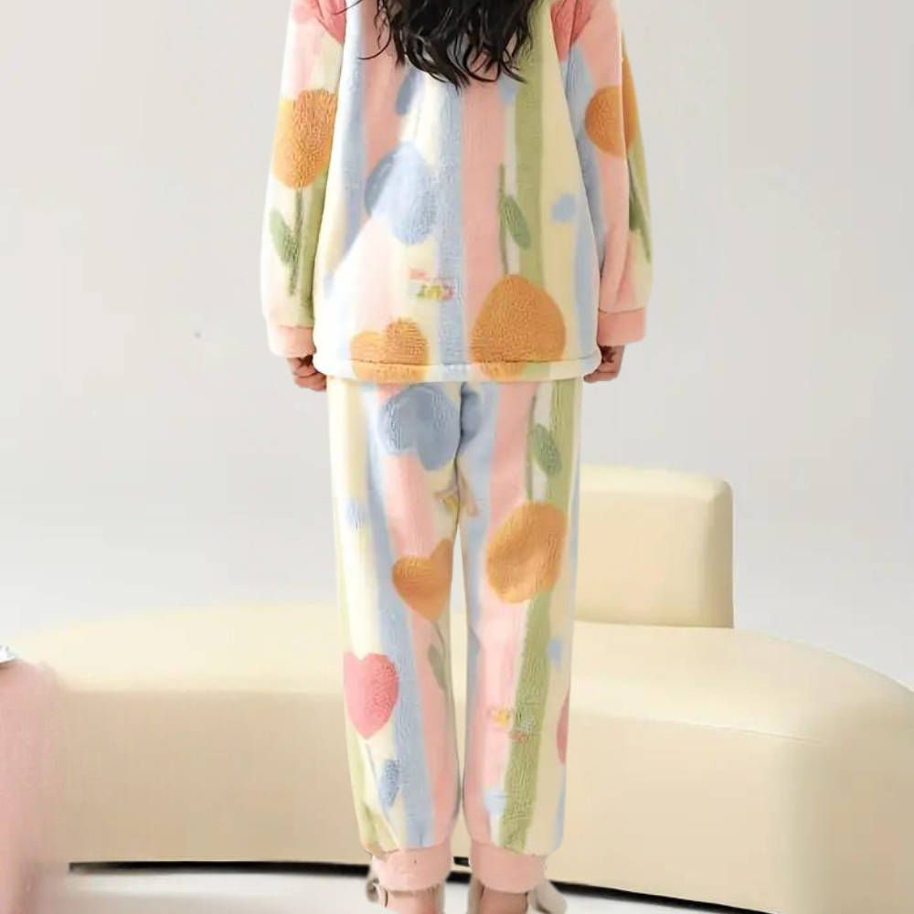Ensemble De Pyjama 2 Pièces À Motifs Multicolores pour Femme | Idéal pour Les Soirées À La Maison