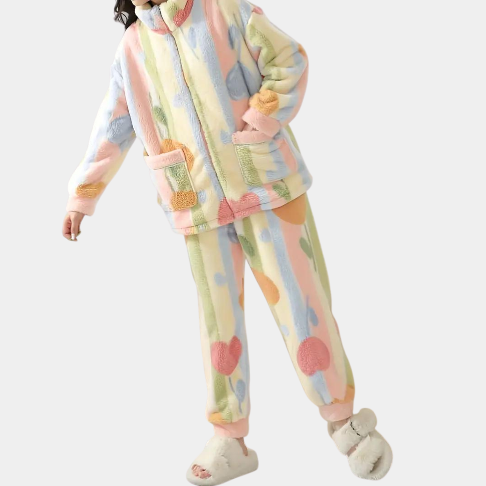 Ensemble De Pyjama 2 Pièces À Motifs Multicolores pour Femme | Idéal pour Les Soirées À La Maison