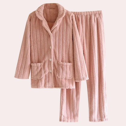 Ensemble De Pyjama 2 Pièces D’Hiver avec Boutons pour Femme | Idéal pour Les Soirées À La Maison