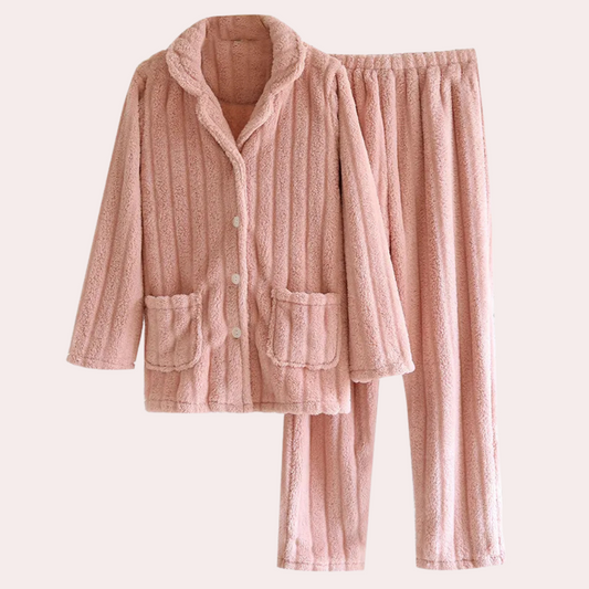 Ensemble De Pyjama 2 Pièces D’Hiver avec Boutons pour Femme | Idéal pour Les Soirées À La Maison