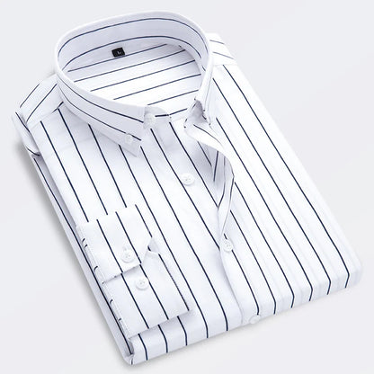 Chemise À Rayures À Manches Longues Slim Fit Pour Hommes | Idéal Pour Le Printemps Et L’Été