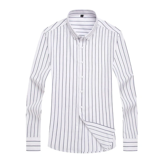 Chemise À Rayures pour Homme À Manches Longues Slim Fit | Idéale pour Le Quotidien
