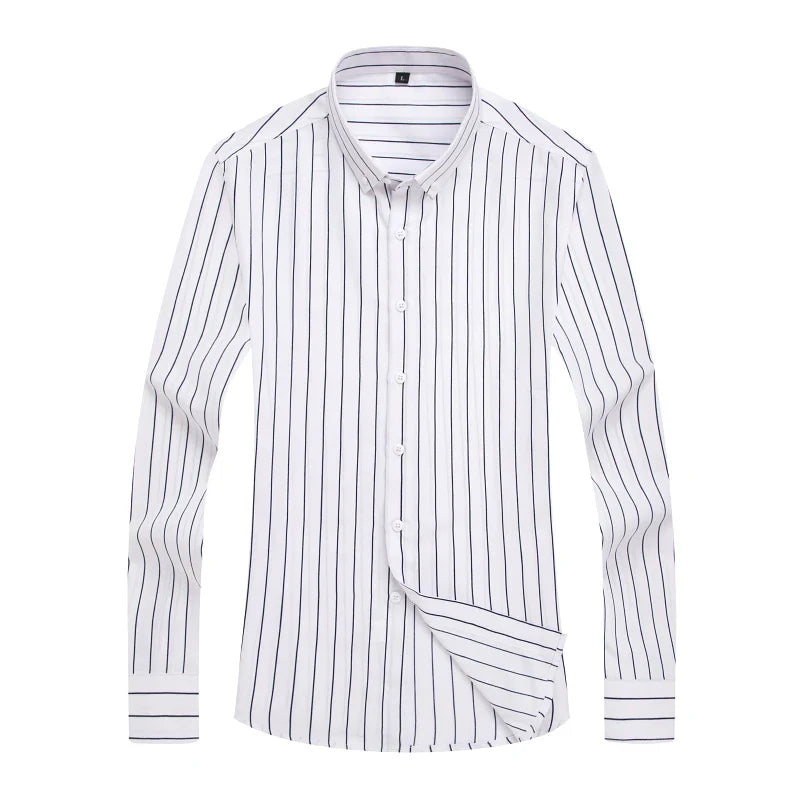 Chemise À Rayures À Manches Longues Slim Fit Pour Hommes | Idéal Pour Le Printemps Et L’Été