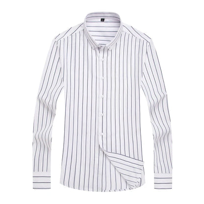 Chemise À Rayures À Manches Longues Slim Fit Pour Hommes | Idéal Pour Le Printemps Et L’Été