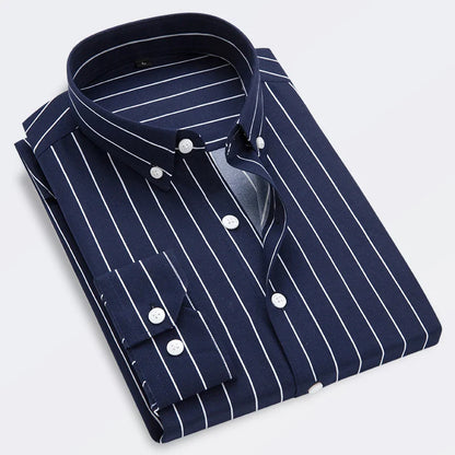 Chemise À Rayures À Manches Longues Slim Fit Pour Hommes | Idéal Pour Le Printemps Et L’Été