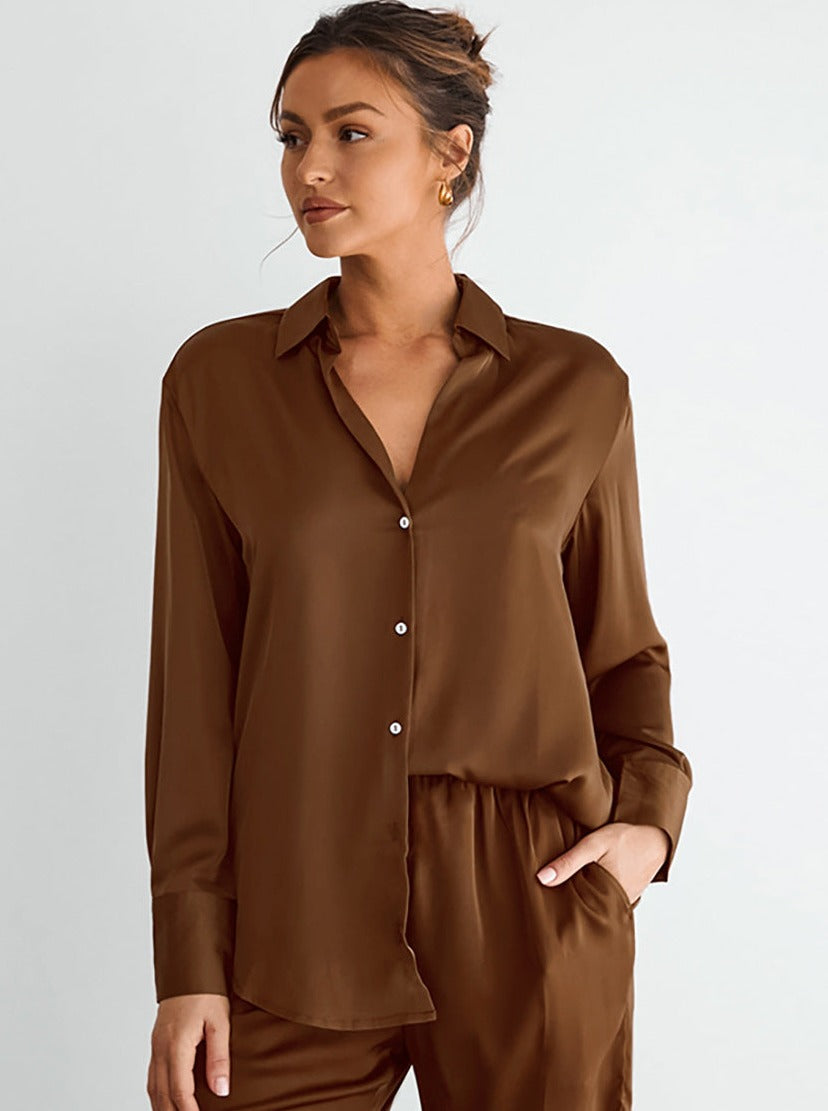 Ensemble Deux Pièces avec Haut à Manches Longues et Pantalon Ample pour Femmes | Idéal pour les Sorties Décontractées