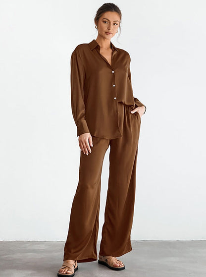 Ensemble Deux Pièces avec Haut à Manches Longues et Pantalon Ample pour Femmes | Idéal pour les Sorties Décontractées