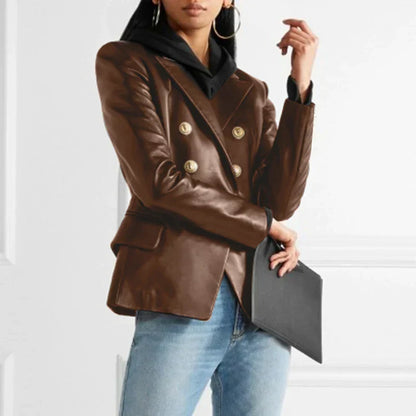 Blazer à Double Boutonnage avec Revers Classiques pour Femmes | Idéal pour Tenues Professionnelles et Quotidiennes