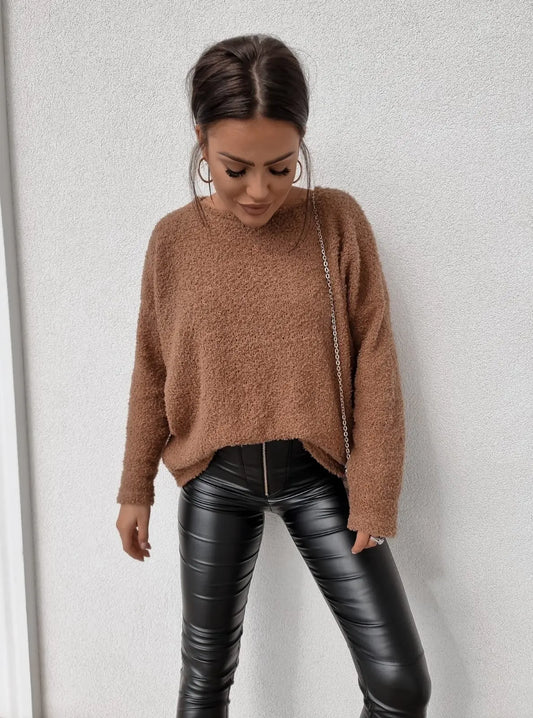 Pull Coupe Ample À Manches Longues Et Épaules Tombantes Pour Femme | Idéal Pour Usage Quotidien Et Détente
