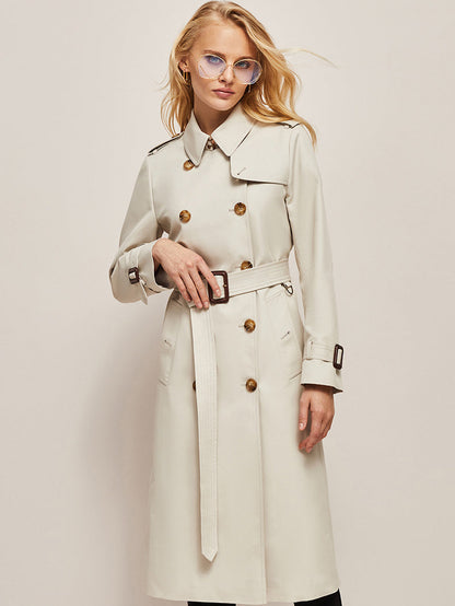 Manteau Trench Long avec Fermeture à Double Boutonnage pour Adultes | Idéal pour Mi-Saison
