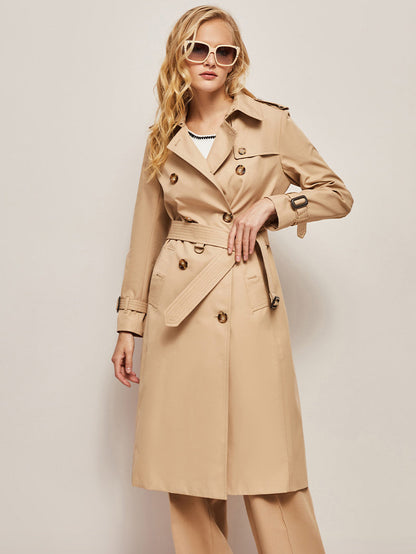 Manteau Trench Long avec Fermeture à Double Boutonnage pour Adultes | Idéal pour Mi-Saison