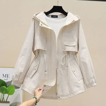 Trenchcoat Avec Capuche Et Cordon À Taille Réglable Pour Femmes | Idéal Pour Le Printemps Et L’Automne