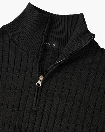 Pull en Maille Torsadée avec Demi-Zip et Col Haut pour Homme | Ideal pour Usage Quotidien