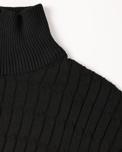 Pull en Maille Torsadée avec Demi-Zip et Col Haut pour Homme | Ideal pour Usage Quotidien