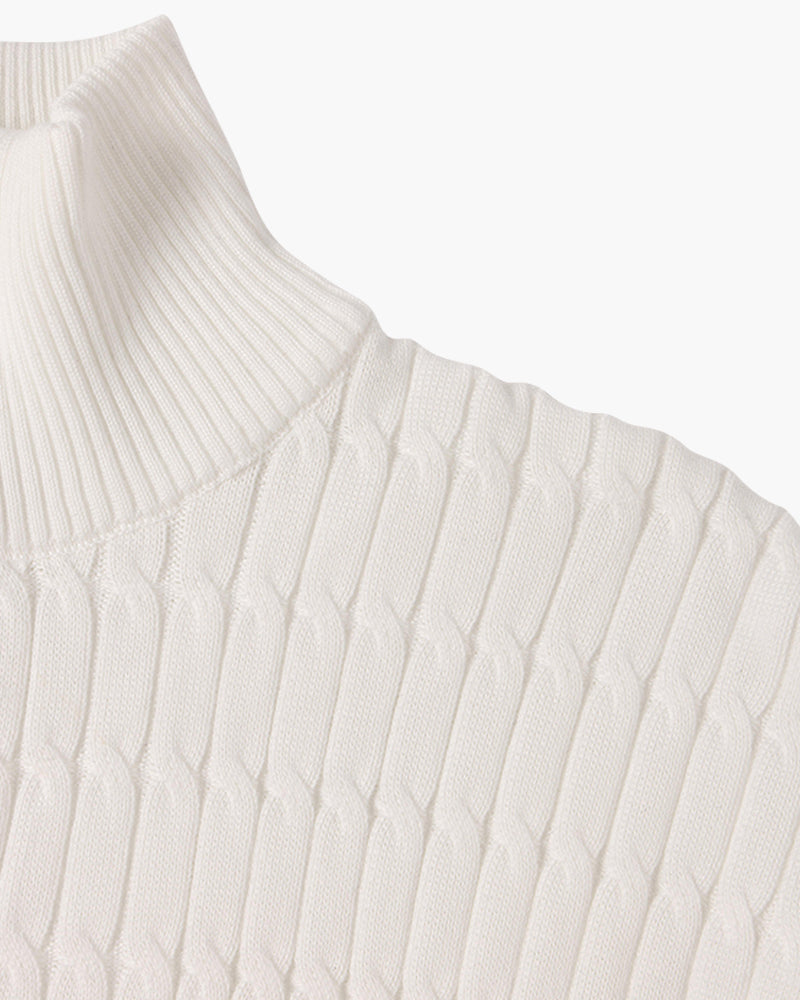 Pull en Maille Torsadée avec Demi-Zip et Col Haut pour Homme | Ideal pour Usage Quotidien
