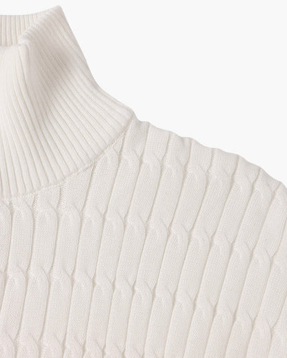 Pull en Maille Torsadée avec Demi-Zip et Col Haut pour Homme | Ideal pour Usage Quotidien