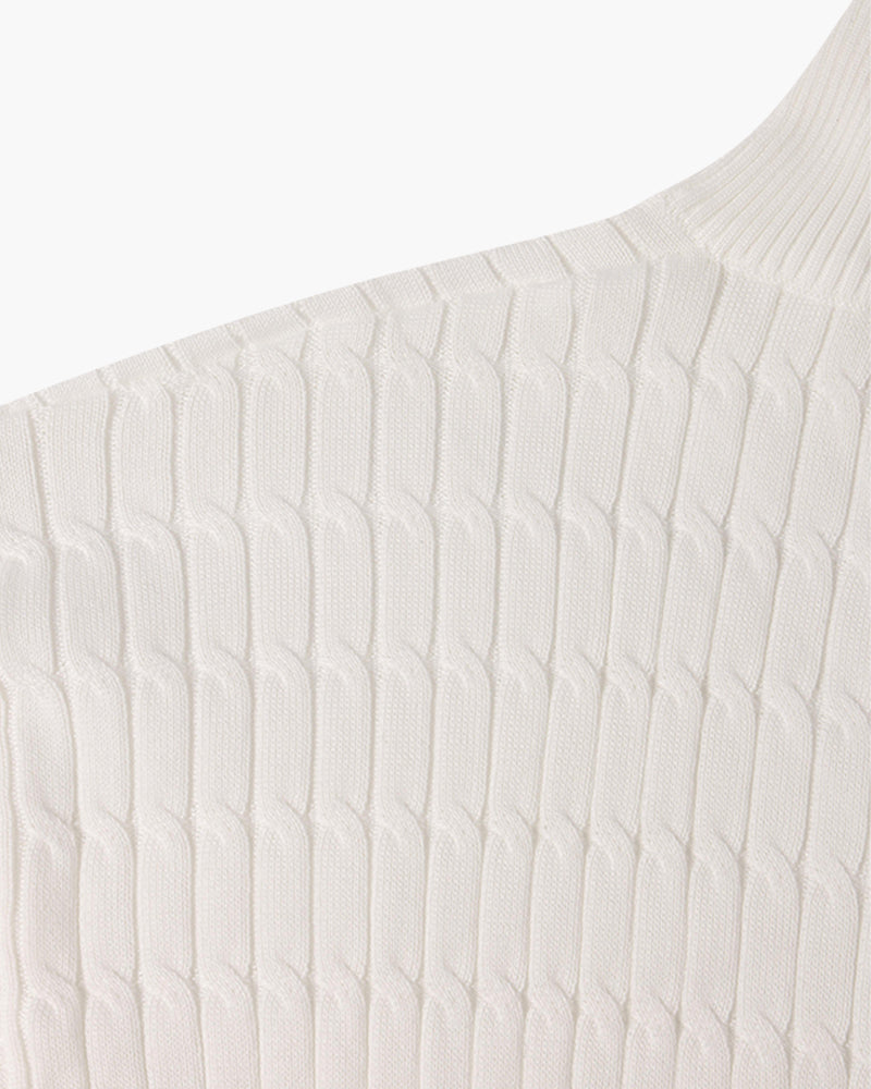 Pull en Maille Torsadée avec Demi-Zip et Col Haut pour Homme | Ideal pour Usage Quotidien