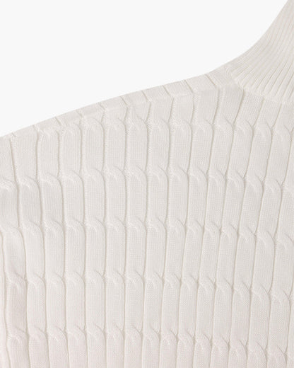 Pull en Maille Torsadée avec Demi-Zip et Col Haut pour Homme | Ideal pour Usage Quotidien