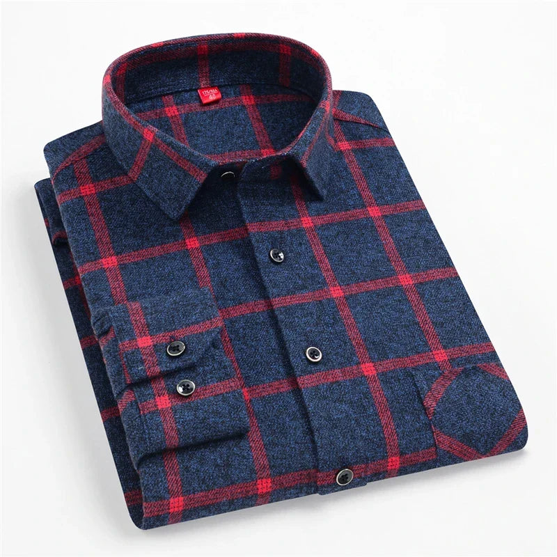 Chemise à carreaux manches longues pour hommes