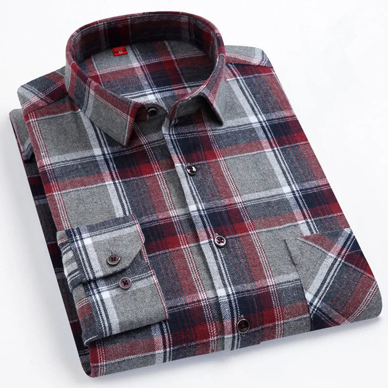 Chemise à carreaux manches longues pour hommes
