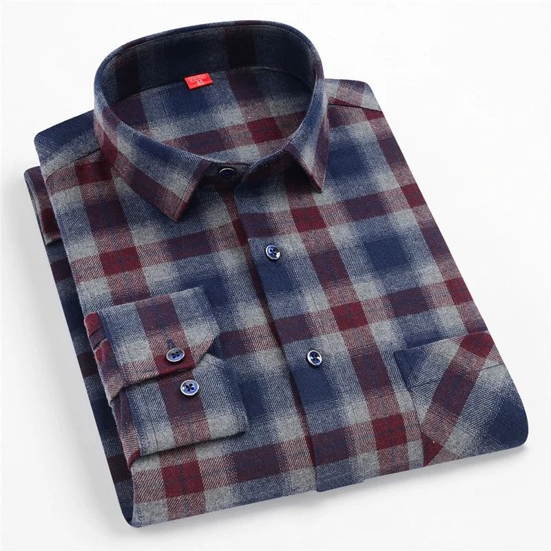 Chemise à carreaux manches longues pour hommes