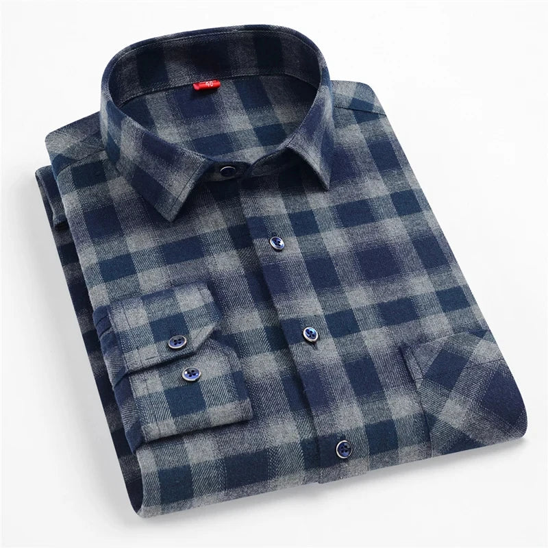 Chemise à carreaux manches longues pour hommes