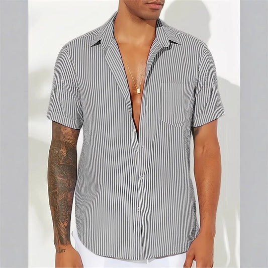 Chemise à Manches Courtes avec Fermeture Boutonnée et Coupe Décontractée pour Homme | Idéal pour l’Été