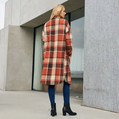 Trench-Coat à Motif à Carreaux avec Fentes Latérales et Poches pour Femmes | Idéal pour Mi-Saison