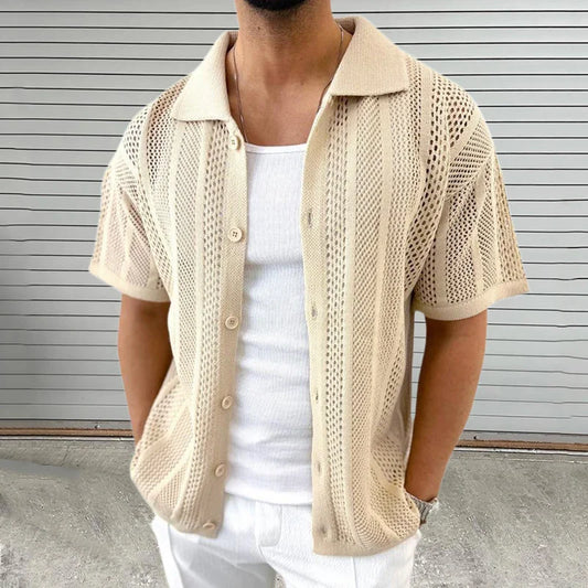 Chemise Tricotée à Manches Courtes avec Col Classique pour Homme | Idéal pour le Quotidien