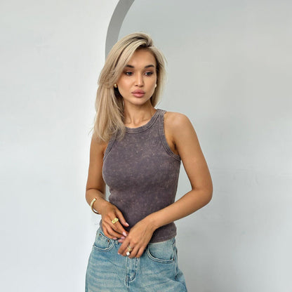 Top Sans Manches Texturé À Coupe Ajustée Pour Femme | Idéal Pour Usage Quotidien Et Saison Chaude