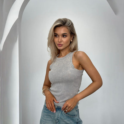 Top Sans Manches Texturé À Coupe Ajustée Pour Femme | Idéal Pour Usage Quotidien Et Saison Chaude