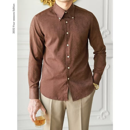 Chemise À Manches Longues pour Homme avec Col Carré | Idéale pour Le Printemps