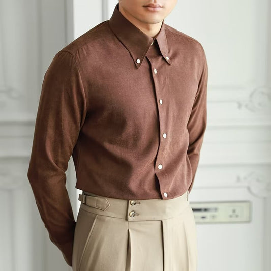 Chemise À Manches Longues pour Homme avec Col Carré | Idéale pour Le Printemps