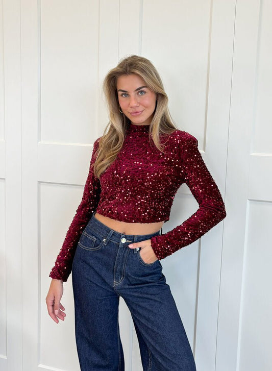 Top à Sequins avec Col Rond pour Femme | Idéal pour Soirées et Occasions