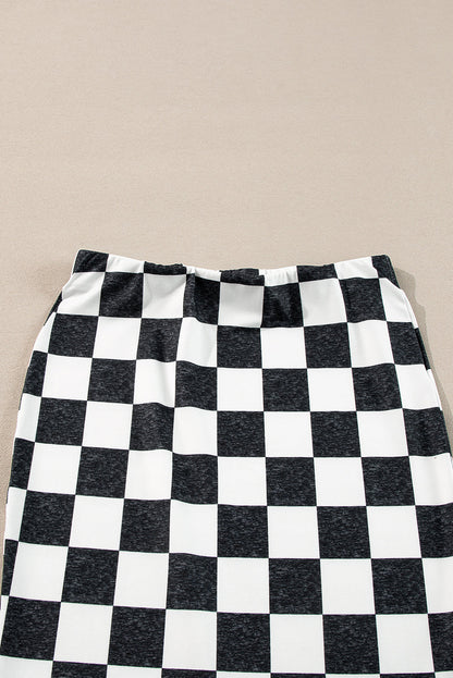 Jupe Midi À Carreaux Avec Fente Latérale Pour Femme | Idéal Pour Usage Quotidien Et Professionnel