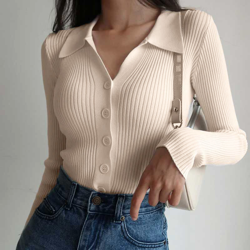 Pull Gilet Col V À Revers Coupe Ajustée Pour Femme | Idéal Pour Usage Quotidien Et Bureau