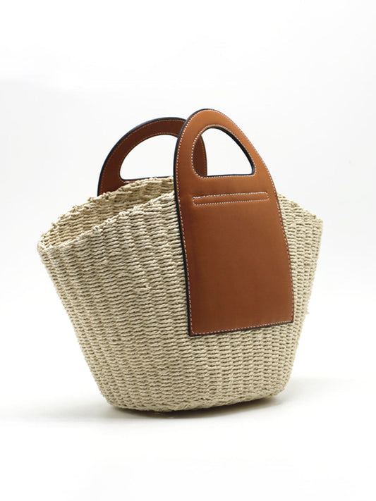 Sac à Main Bicolore avec Format Structuré pour Femme | Idéal pour Saison Estivale