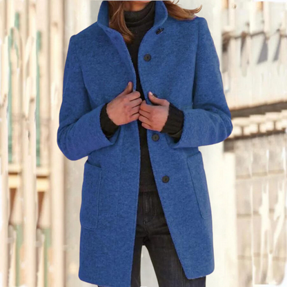 Manteau Long pour Femme avec Col Montant et Manches Longues | Idéal pour la Saison Froide