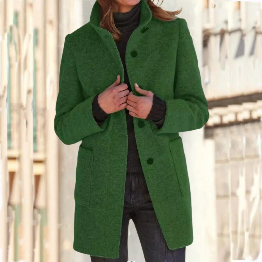 Manteau Long pour Femme avec Col Montant et Manches Longues | Idéal pour la Saison Froide