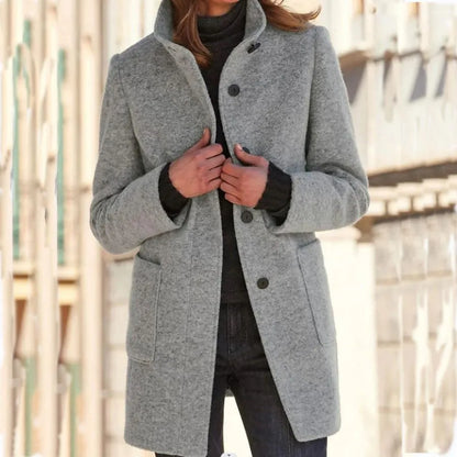 Manteau Long pour Femme avec Col Montant et Manches Longues | Idéal pour la Saison Froide