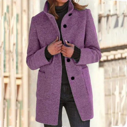 Manteau Long pour Femme avec Col Montant et Manches Longues | Idéal pour la Saison Froide