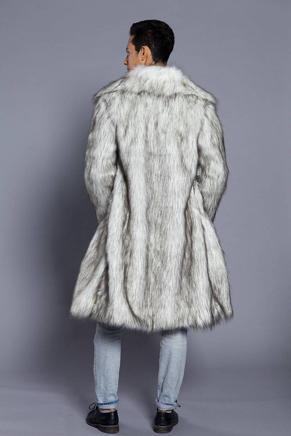 Manteau Long Imitation Fourrure avec Col Large pour Homme | Idéal pour La Saison Froide
