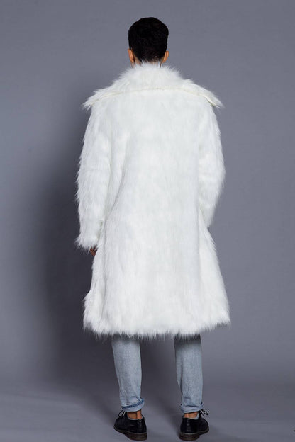 Manteau Long Imitation Fourrure avec Col Large pour Homme | Idéal pour La Saison Froide