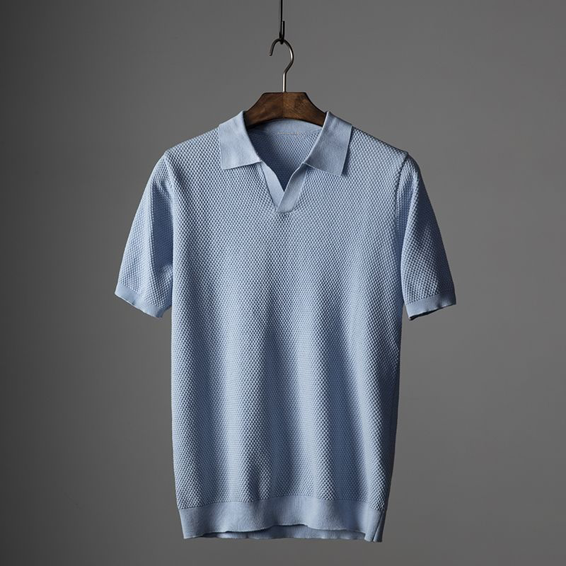 Polo à Manches Courtes avec Col Replié et Motif pour Homme | Idéal pour les Activités Estivales
