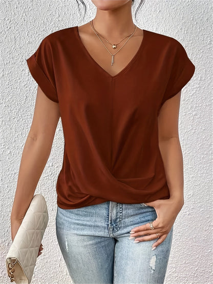 Lot de 2 T-Shirts à Col V et Coupe Ajustée pour Femme | Idéal pour le Travail et les Tenues Décontractées