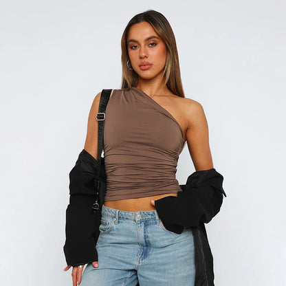 Top Asymétrique Avec Dos Ouvert Pour Femme | Idéal Pour Les Sorties Et Les Tenues Du Soir