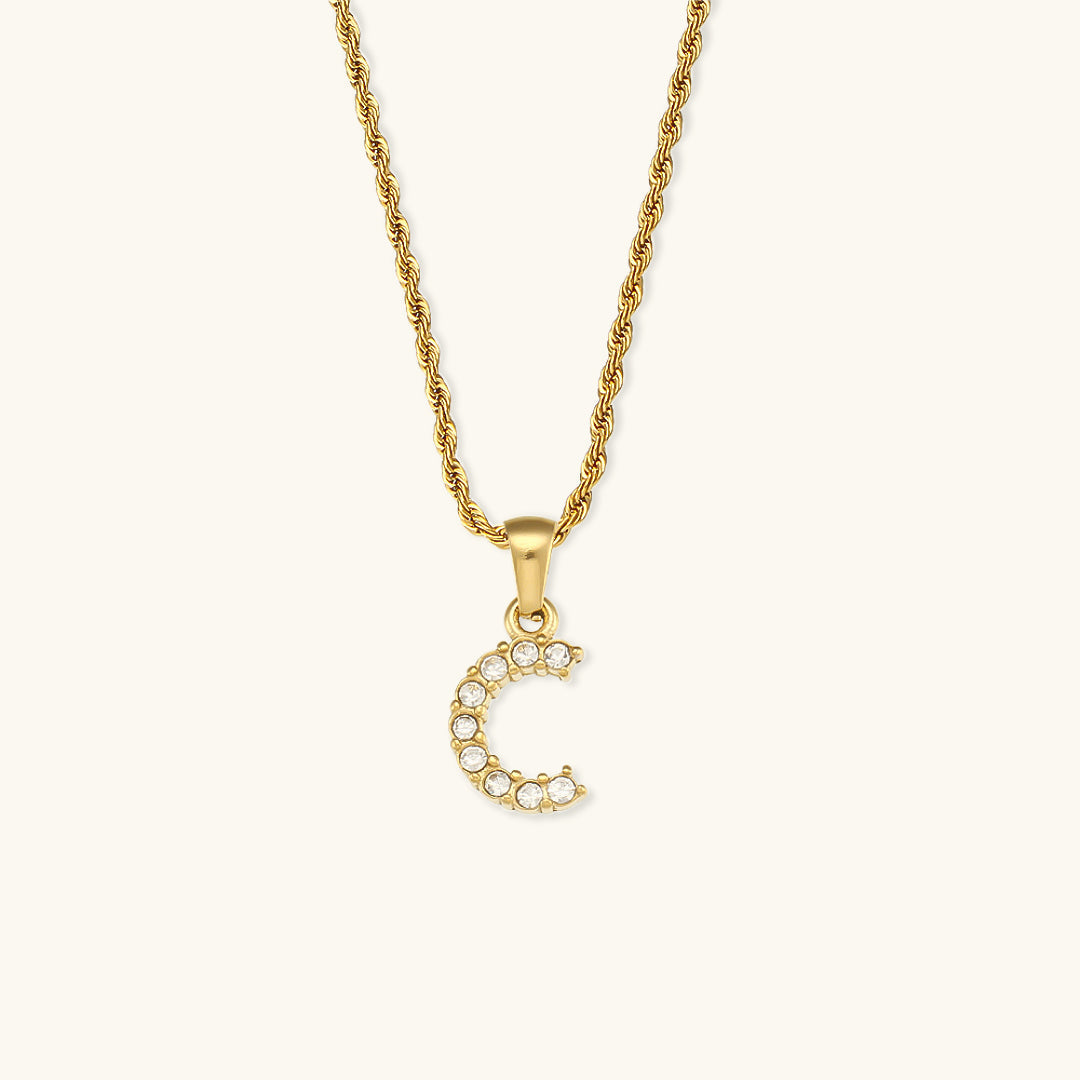 Collier initiale en pierres serties pour femmes