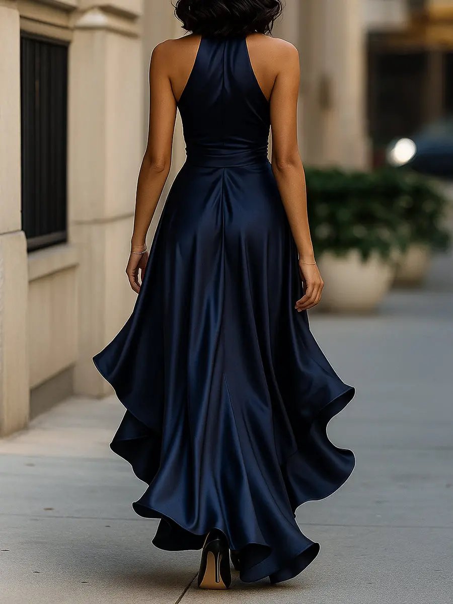 Robe Maxi Portefeuille Sans Manches Avec Ceinture Nouée Pour Femme | Idéale Pour Les Occasions Et Les Événements